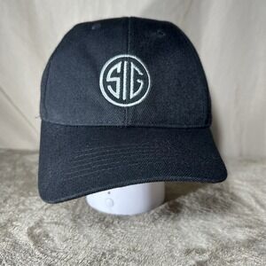 SIG Sauer Stran Headwear Black Snapback Hat Embroidered Logo Adjustable Cap